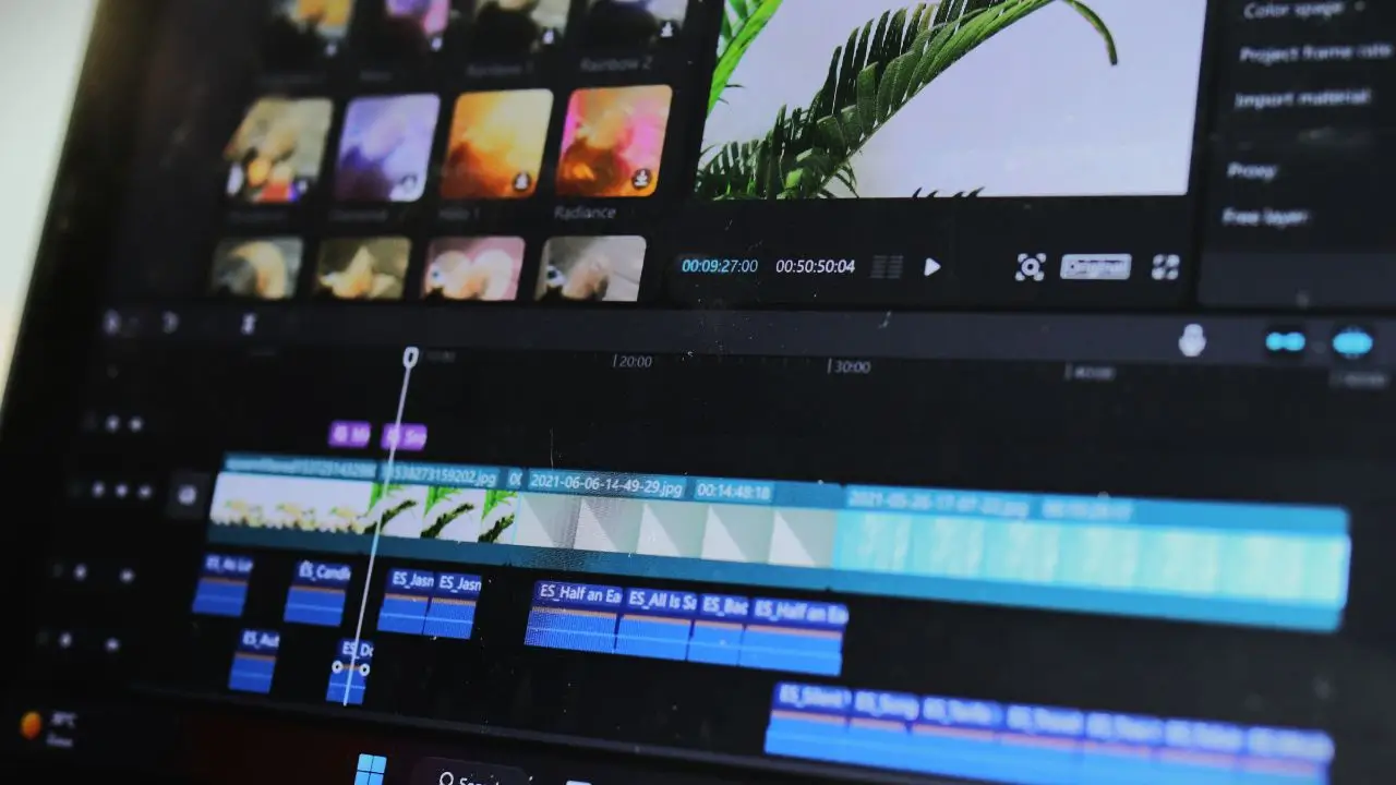 A video editor working on a timeline in a video editing software.
